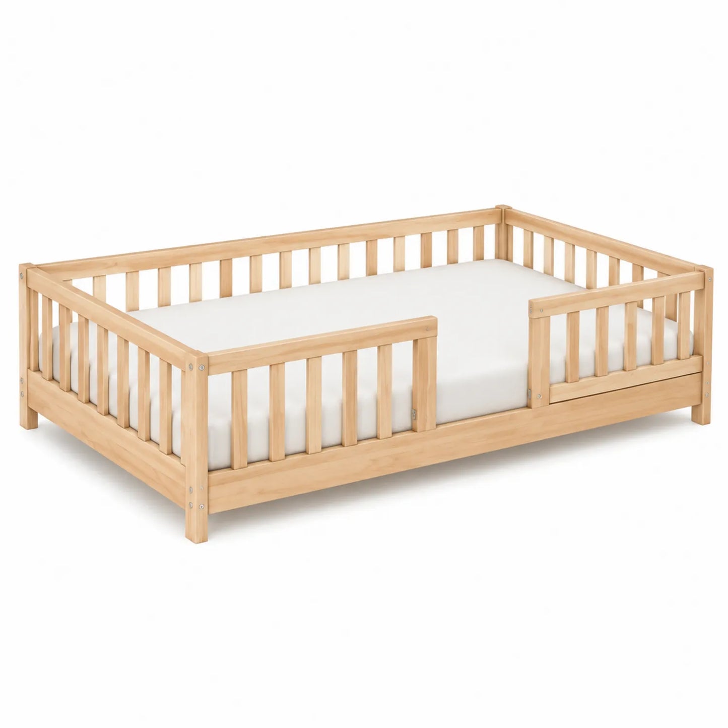 Letto per bambini in legno di pino con sponde di sicurezza 150x80 cm