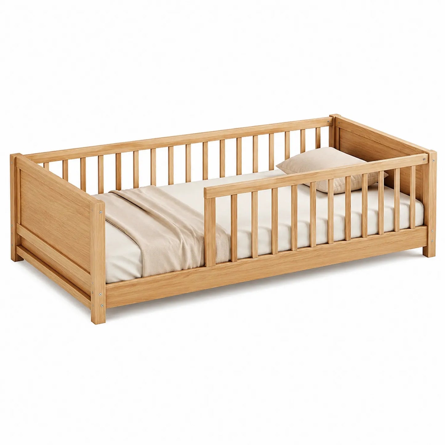 Letto per bambini in legno di quercia 140x70 cm