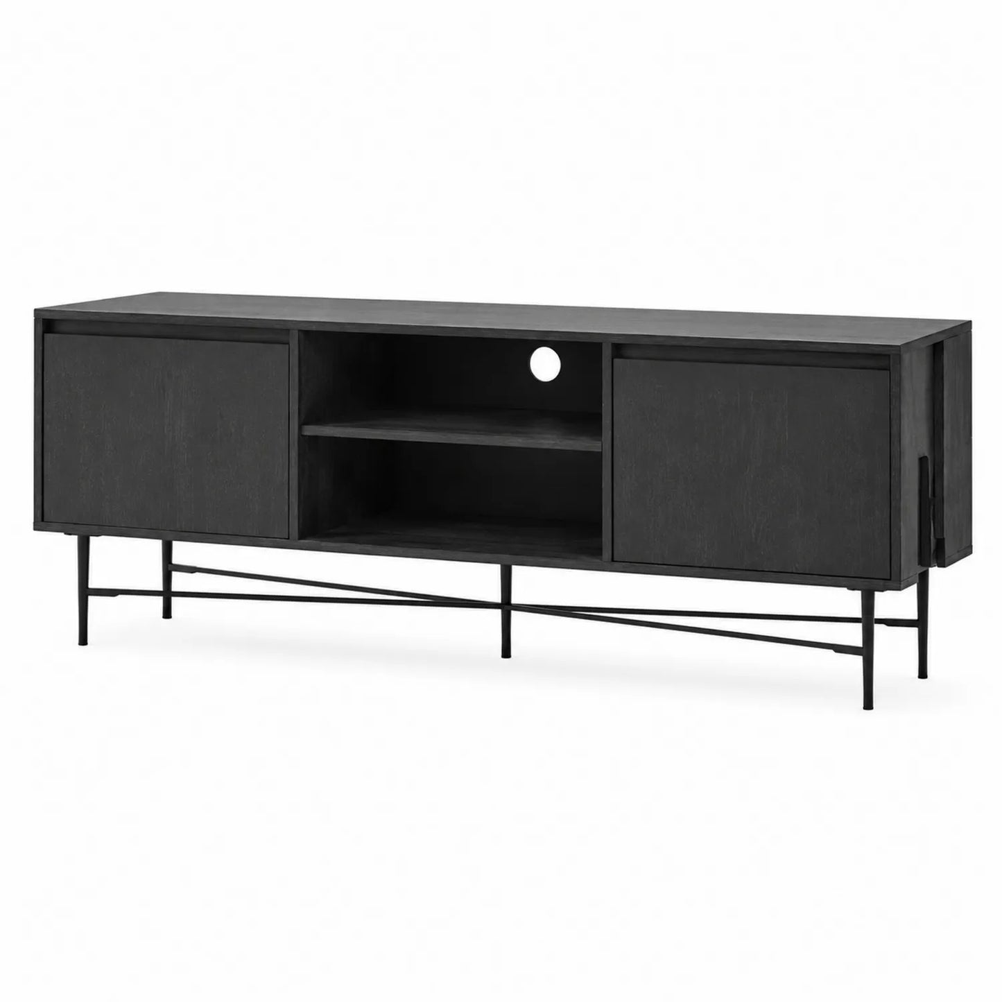 Mobile TV in legno e metallo nero 150x40x50 cm