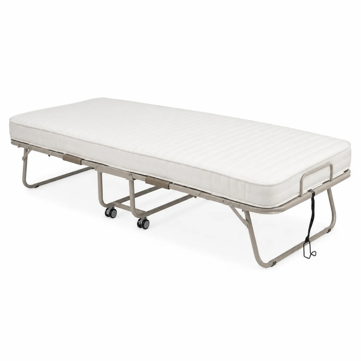 Letto pieghevole in metallo con materasso in schiuma poliuretanica bianco 190x80 cm