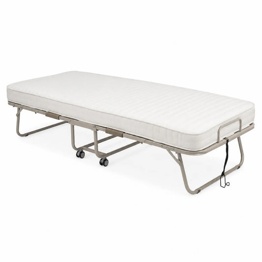 Letto pieghevole in metallo con materasso in schiuma poliuretanica bianco 190x80 cm