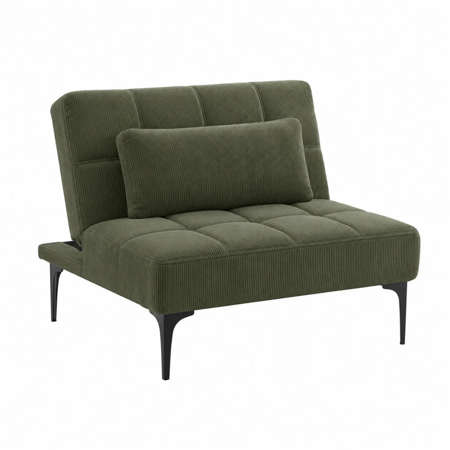 Poltrona Letto in Velluto Verde Oliva con Struttura in Metallo