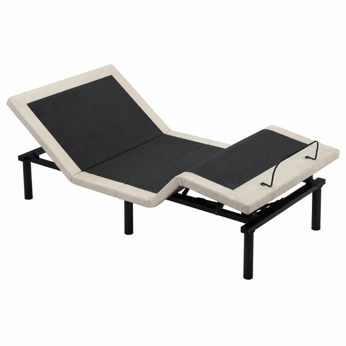 Letto regolabile con struttura in acciaio e rivestimento in tessuto