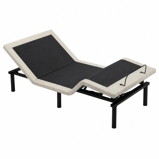 Letto regolabile con struttura in acciaio e rivestimento in tessuto