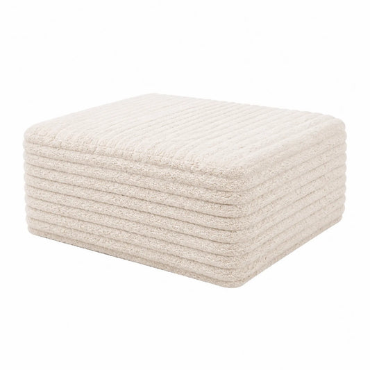 Pouf quadrato in tessuto poliestere crema 80x60x40 cm