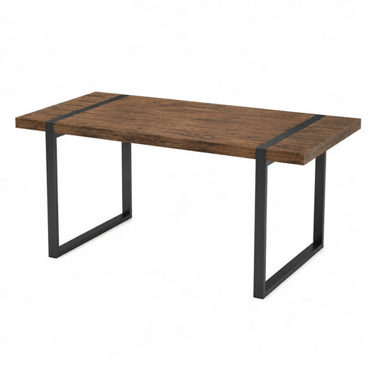 Tavolo da pranzo in legno massello e metallo nero 180x90x75 cm