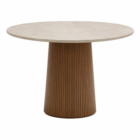 Tavolo Rotondo in Marmo e Legno di Noce Ø120 cm